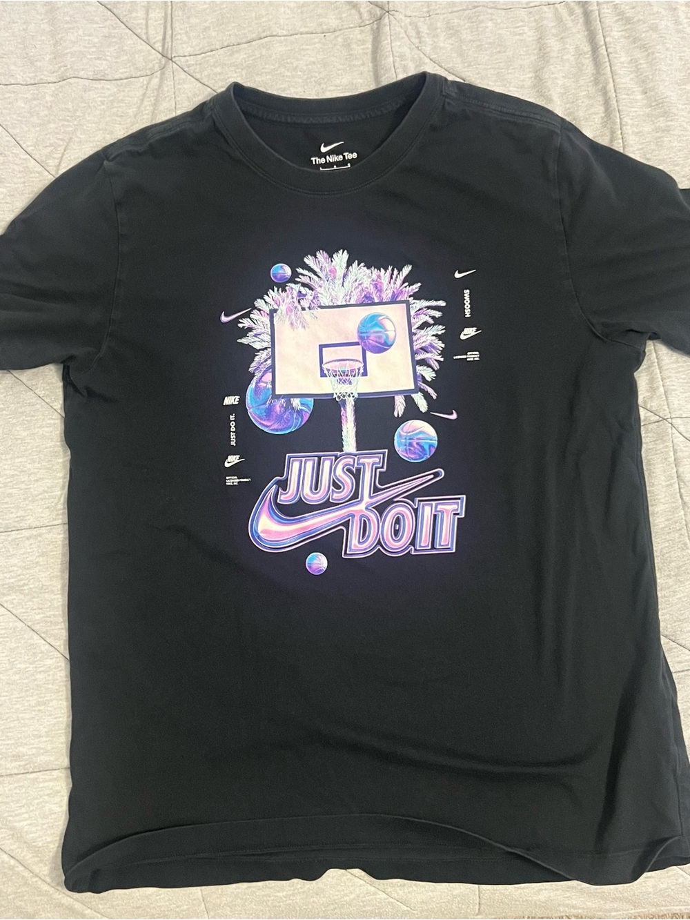 Nike Black Tee with Purple & Blue 'Just Do It' Graphic